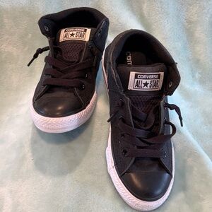 CONVERSE All Star Canvas Lace Up Mid Top Sneakers Black Kid's Youth Size 2